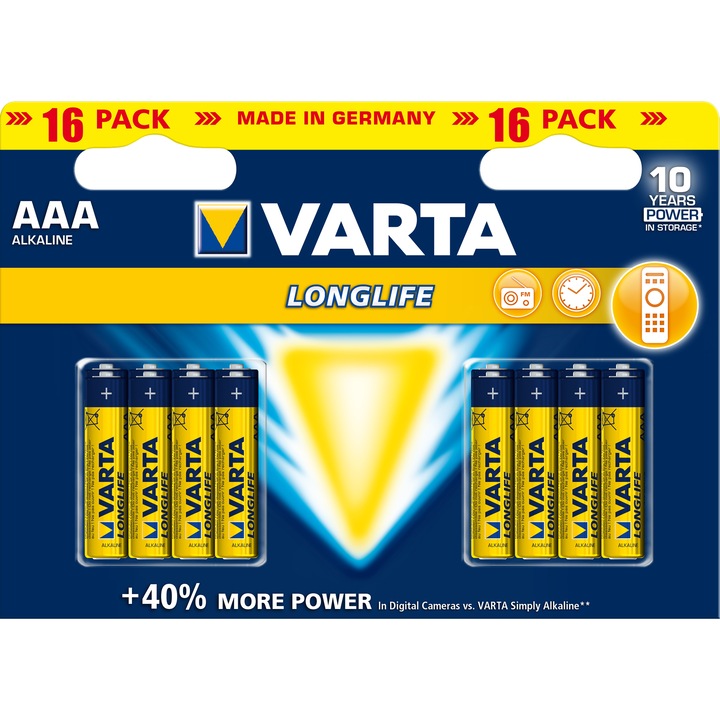 Varta Longlife Mikro LR03 elem, AAA, 16 db