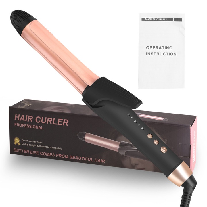 Маша за коса, 30 см, покритие от сплав, къдрене и изправяне на коса с двойна употреба, електрическа, автоматична, оформяне на косата, бързо нагряване, rose gold