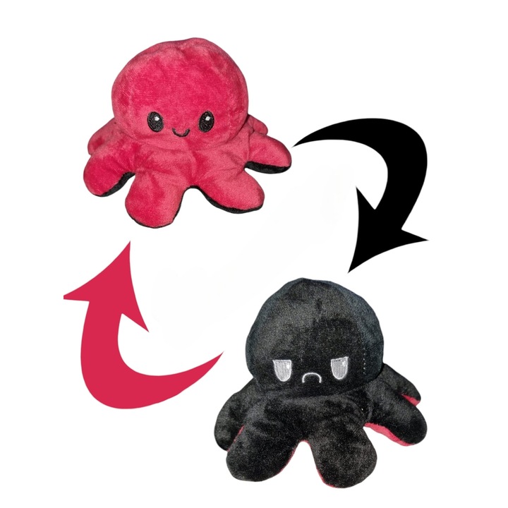 Kifordítható plüssjáték, Piros - Fekete