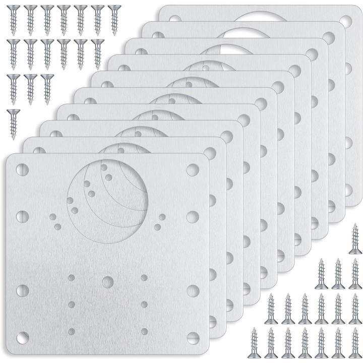 Set 10 balamale pentru dulapuri, WELUOT, 34 suruburi, o surubelnita, otel inoxidabil, argintiu