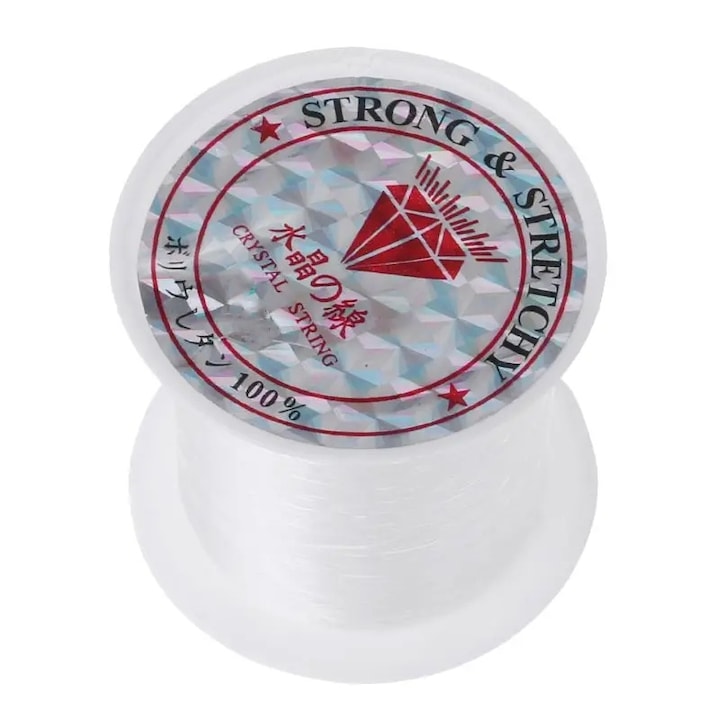 Cordon elastic pentru bijuterii, WELUOT, 1 mm, Alb