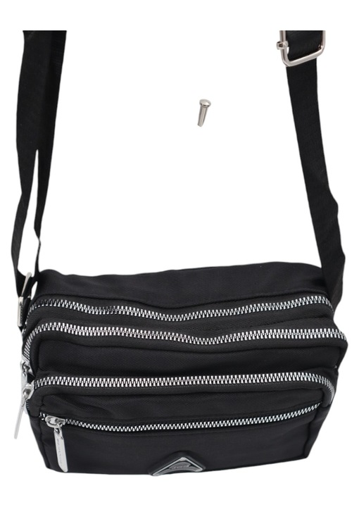 Дамска чанта за през рамо R88014, регулируема презрамка, черна