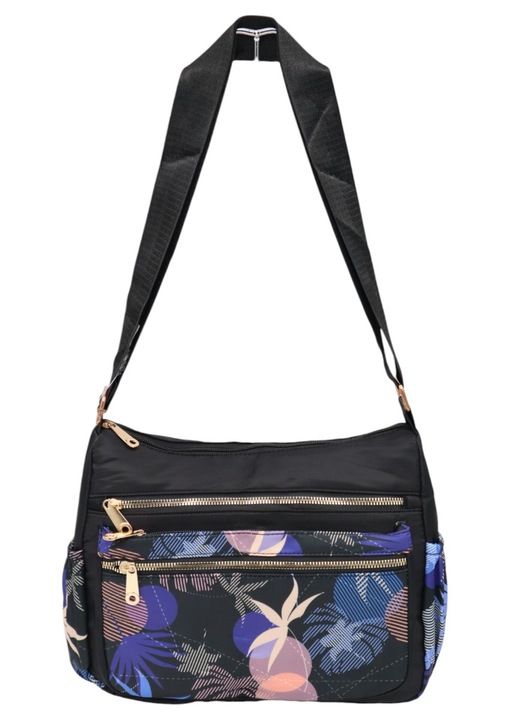 Női crossbody táska, textil anyagú, állítható pánttal, R1130 fekete5