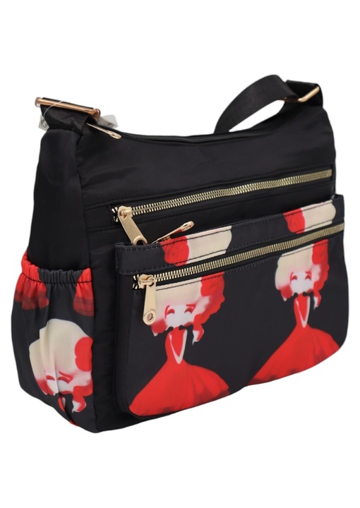 Női crossbody táska, textil anyagú, állítható pánttal, R1130 fekete8