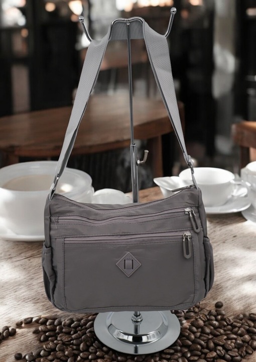 Geanta dama, din material textil cu curea reglabila, R1014 grey