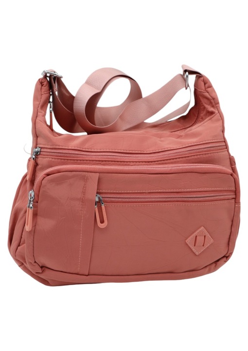 Дамска чанта, изработена от текстилна материя с регулируема презрамка, R1015 тъмно розова