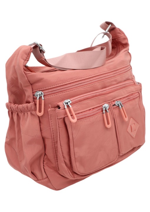 Дамска чанта, изработена от текстил с регулируема презрамка, R1017 тъмно розова