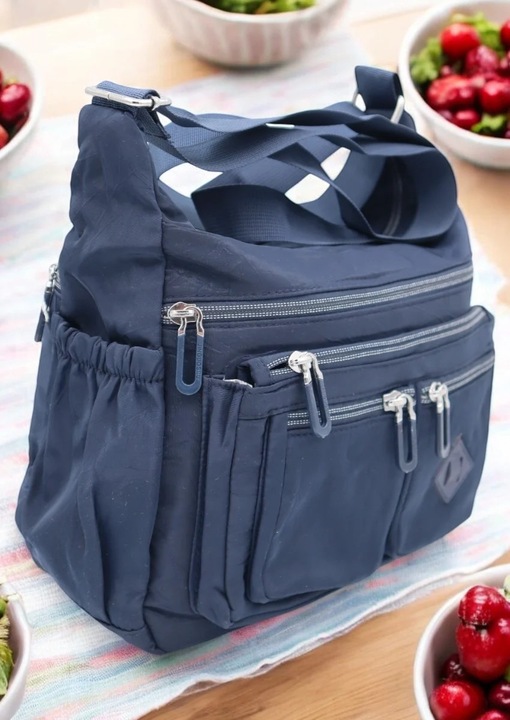 Geanta dama, din material textil cu curea reglabila, R1017 blue