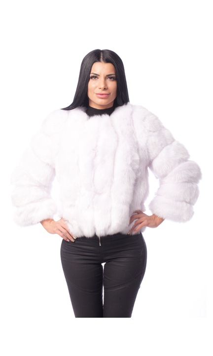 Палто от изкуствен косъм, бяло, FeteRL, Бял