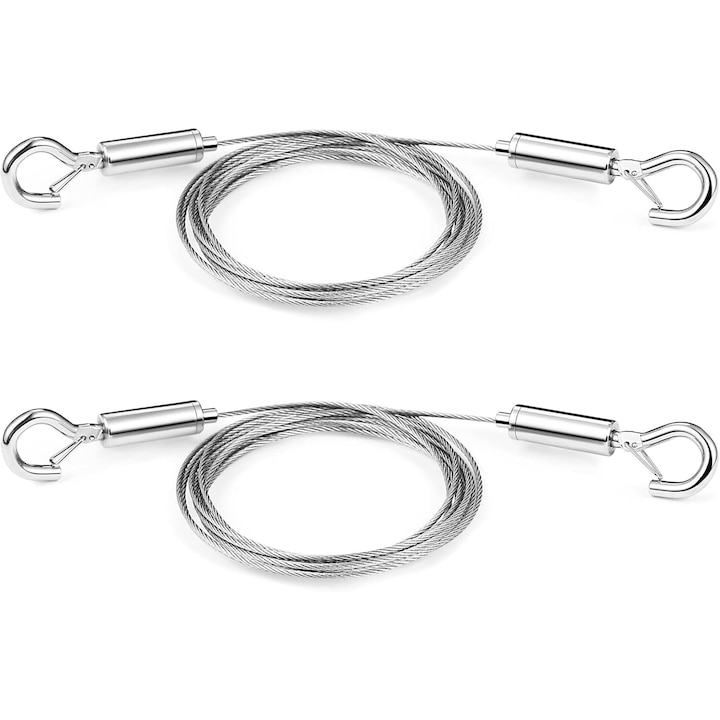 Set de sarma pentru agatat tablouri, QHYKKYJ, 2m x 1.5mm, capacitate 20kg, inox