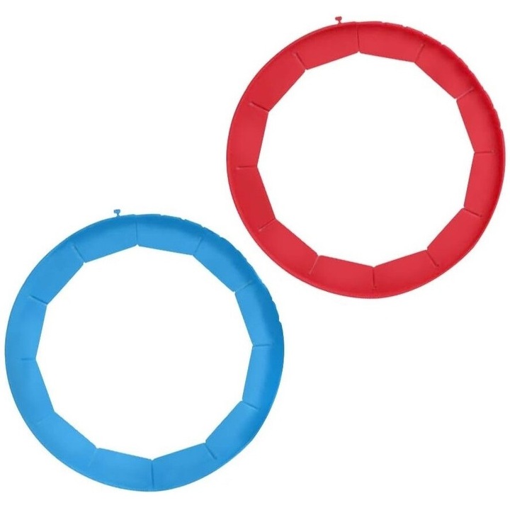 Set 2 inele protectoare ajustabile, reglabile din silicon pentru crusta pizza / placinta, 30cm. Rosu / Albastru
