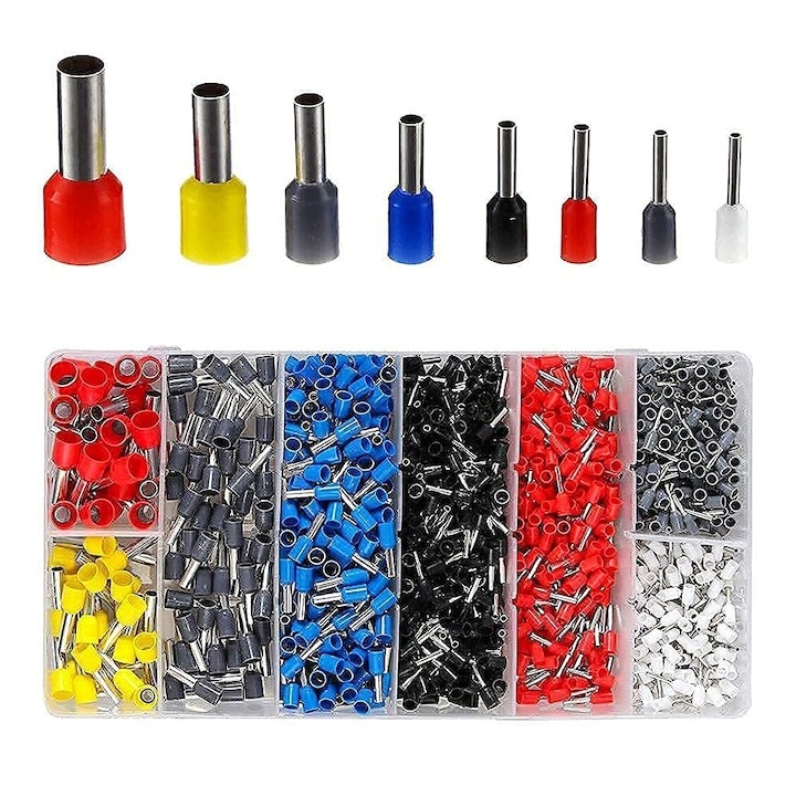 Set 1200 pini terminali pentru conductori electrici WELUOT, Plastic/Metal, Multicolor