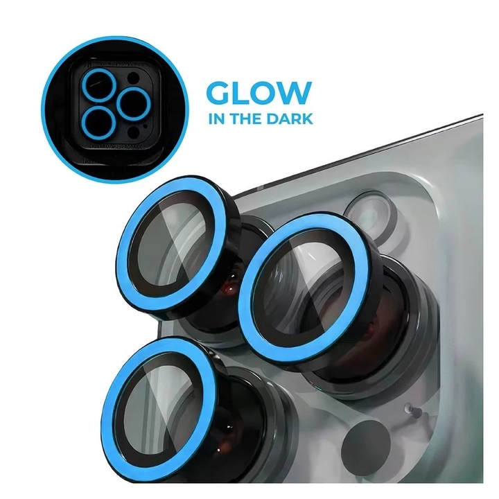Sticla de protectie luminoasa Premium XPRO™ pentru Apple iPhone 15 Pro / Apple iPhone 15 Pro Max - Albastru
