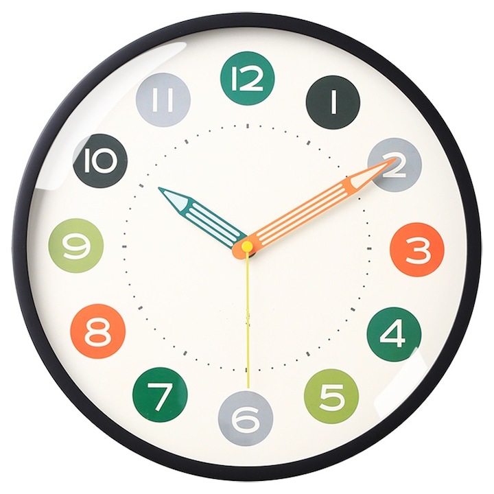 Декоративен часовник WELUOT, Залепващ се, Безшумен, 30см, Черен