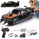 Masina cu telecomanda RC, AYCYKD, Drift car, 20km/h, cu LED-uri si Spray, 2 Baterii Reincarcabile Tip Acumulator Incluse, Jucarie Pentru Copii 7 ani+ si Adulti, 1:16, Negru/Portocaliu