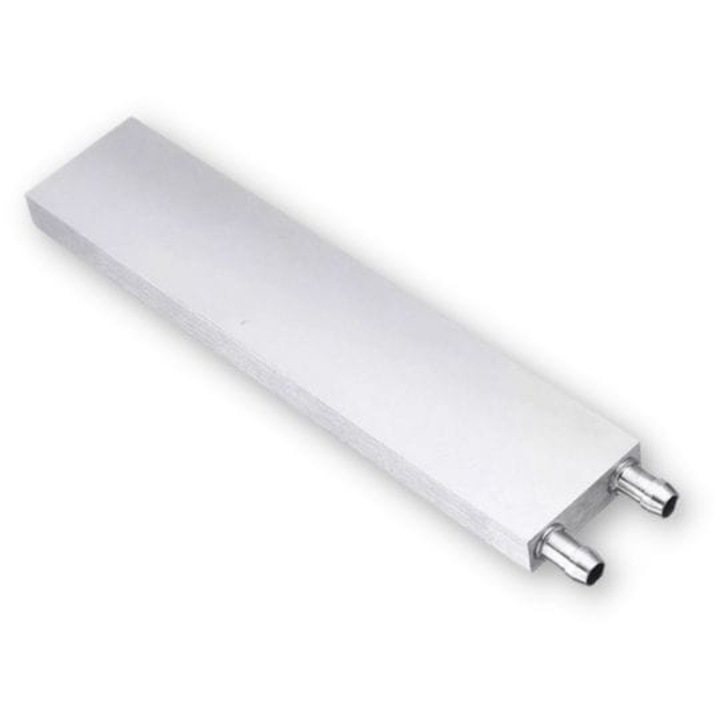 Radiator Peltier, Chiuveta de caldura din aluminiu, compatibil cu furtunuri ⌀ 8 mm, pentru racirea CPU, GPU, chipseturi, amplificatoare si echipamente industriale, dimensiuni 216 x 40 x 12 mm, pentru celule Peltier TEC1-12705, suprafata max. 40 x 40 mm