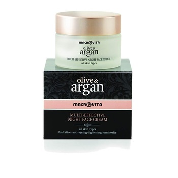 Crema de fata multi-efect de noapte cu ulei de Argan si Masline 50 ml Crema de fata multi-efect de noapte cu ulei de Argan si Masline 50 ml