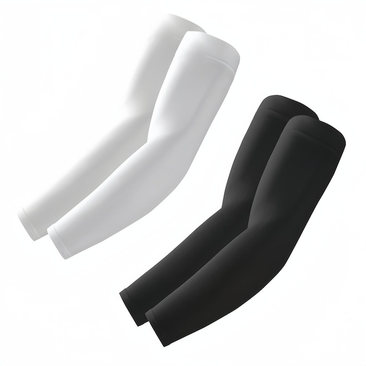 Set 2 Perechi mansete Racoritoare, WELUOT, Protectie UV, Elastic, alb/negru, 37x50cm, nylon/elastan