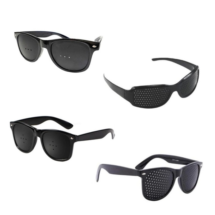 Set de 4 Ochelari Pinhole, WELUOT, Negru