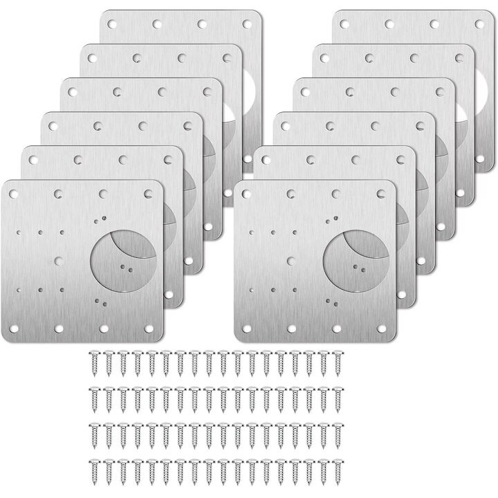 Set de 12 elemente de reparare balama, WELUOT, otel inoxidabil, argintiu, 9x9cm