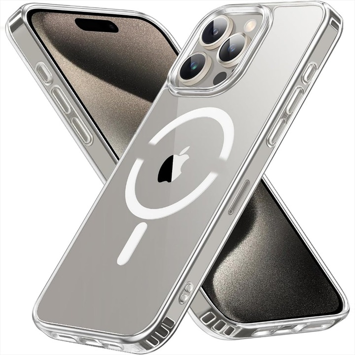 Husa compatibila cu Incarcarea Magsafe compatibila cu iPhone 15 Pro, CASEY STUDIOS™, de Protectie, Slim, pentru Incarcare Wireless, Margini Ridicate de Protectia Ecranului si a Camerelor