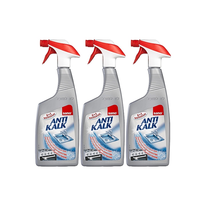 Set 3 x Sano Anti Kalk Universal 4In1 700ml, rapid si eficient, usor de aplicat, testat dermatologic, prospetime de lunga durata, elimina mirosuri neplacute