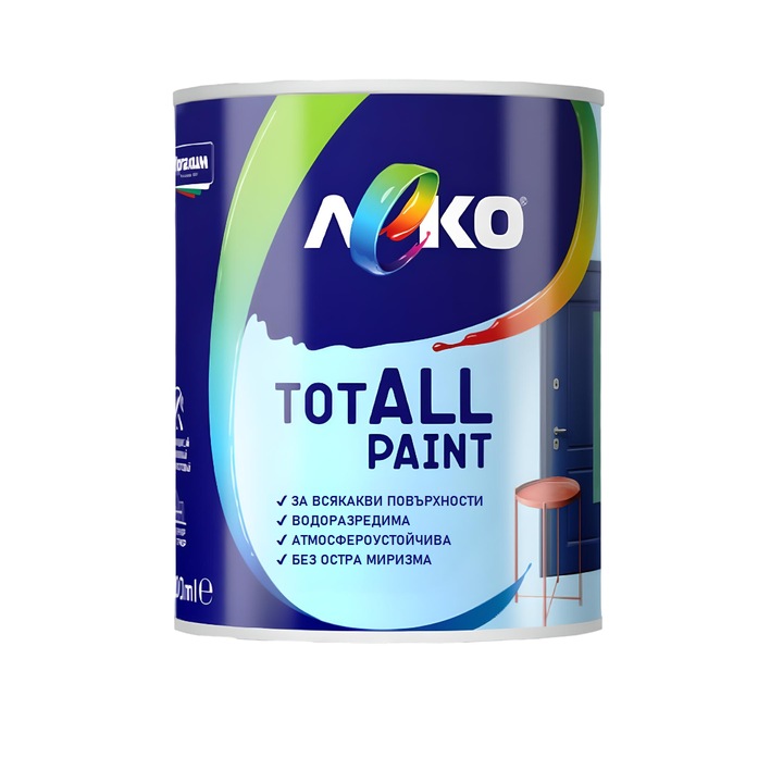 Боя Леко Totall Paint, За всякакви повърхности, Вътрешно и външно боядисване, Отлична атмосфероустойчивост, Водоразредима, Сатен, 0.6Л, Розов Кварц