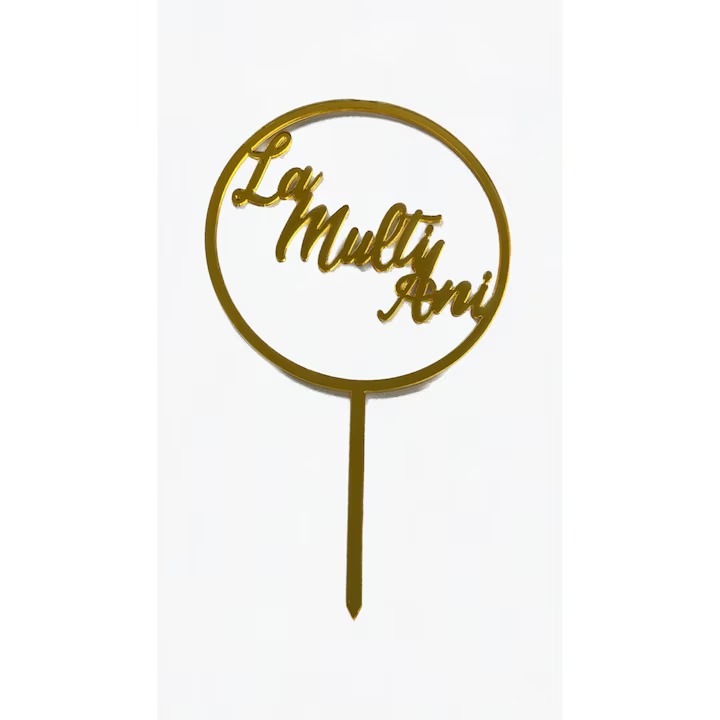 Decoratiune Topper Tort La Multi Ani 10 x 16 cm, It's Party Time, Auriu