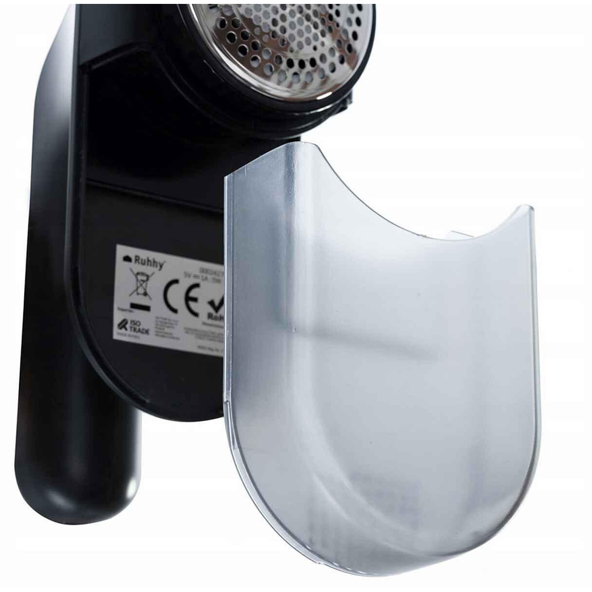 Aspirator de scame, material: ABS + PP 6 lame de taiere plasa de cutit, protectie impotriva deteriorarii tesaturii putere: 5 W baterie litiu capacitate baterie: 1200 mAh timp de incarcare: 3 h timp de lucru: 2, 5 h 230 V alimentare dimensiuni container
