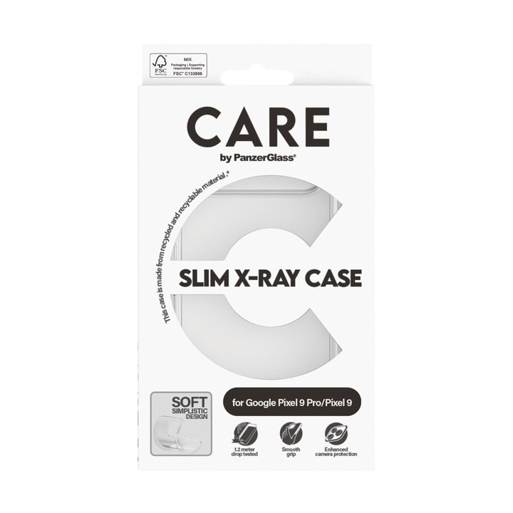 Husa telefon, CARE by PanzerGlass®, Pentru Google Pixel 9, 9 Pro, Fashion, X-Ray Soft, Transparent