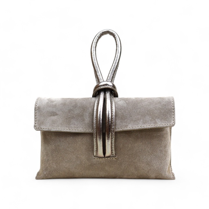 Чанта през рамо Moranti, естествена кожа, 2 джоба, компактен размер, cappuccino