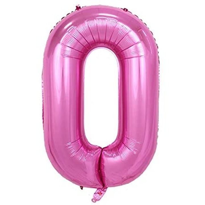 Balon din folie metalizata, Cifra 0, aniversare, 80 cm, Roz