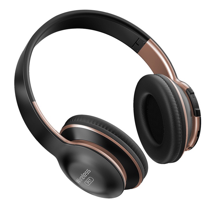 Vezeték nélküli Bluetooth 5.0 fejhallgató, over-ear, fekete, állítható, összecsukható