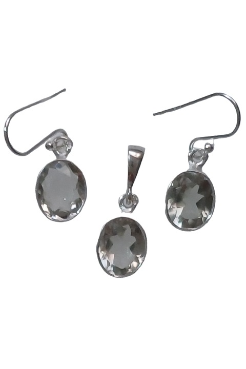 Set cercei si pandantiv din argint 925, TSR cu piatra naturala peridot model 2MSS10