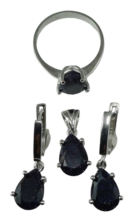 Set cercei inel si pandantiv din argint 925, TSR cu piatra naturala piatra soarelui model 1AGS10