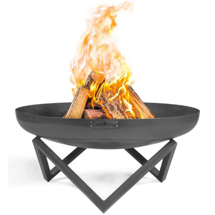 Външна камина Santiago CookKing, Диаметър 60 см, Височина 32 см, Стомана, Черен