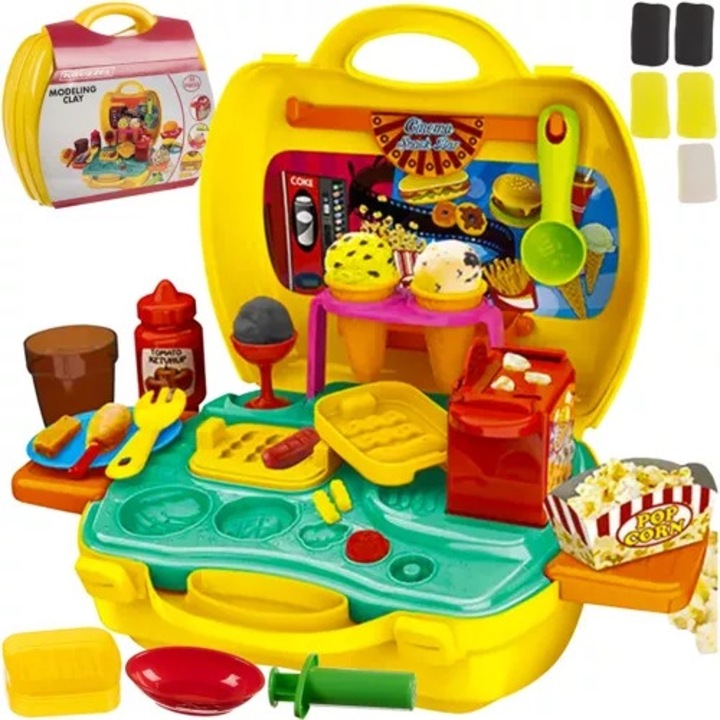 Masa de plastic pentru copi, 26 de elemente accesorii in valiza