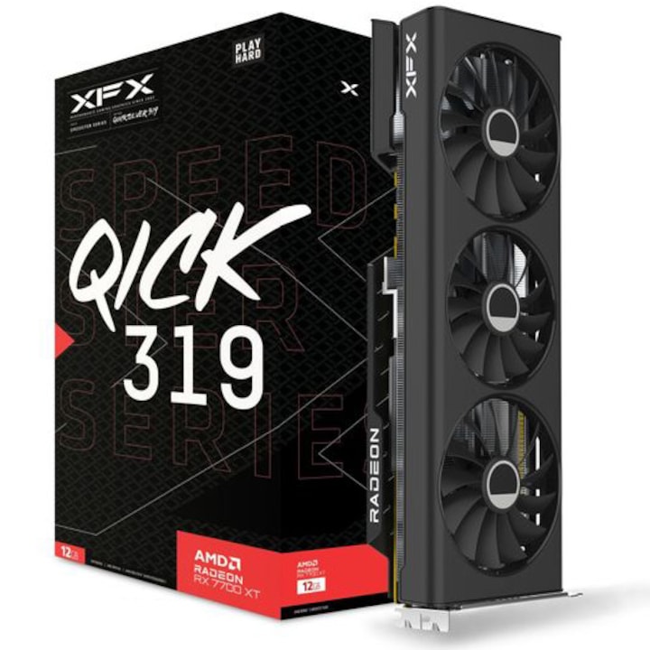 Placa video XFX Speedster QICK 319 Radeon™ RX 7700 XT Black Edition, 12GB GDDR6, 192-bit