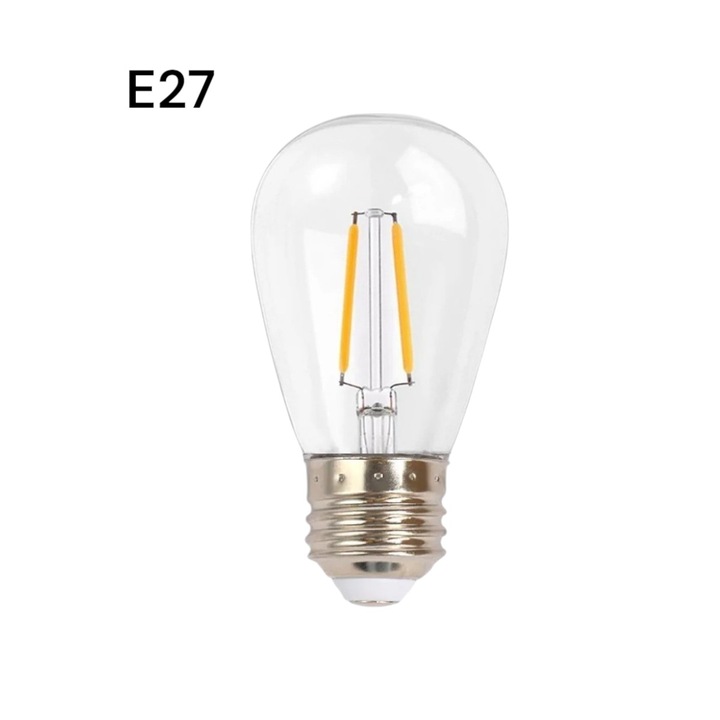 Комплект от 10 LED крушки E27, две нишки 2W, за гирлянда, Naimeed D6130, топла бяла светлина
