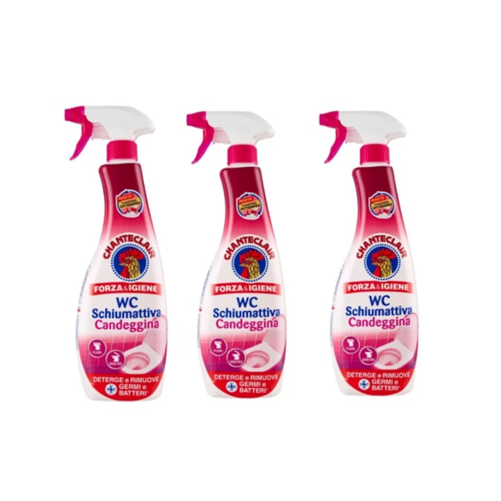 Kiszerelés 3X Aktív klóros hab WC-hez Chanteclair, 625 ml