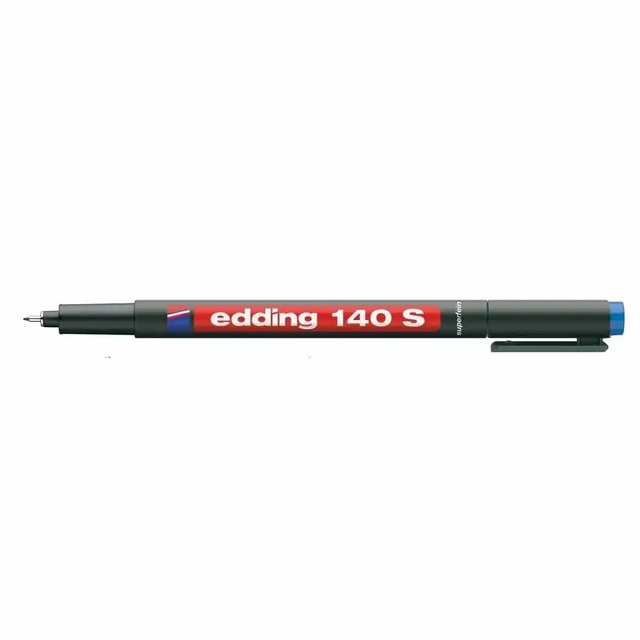 Перманентен маркер, Edding, OHP, 140, пластмасов корпус, СИН, капак с клипс, vf. кръгла, 0.3мм, синя