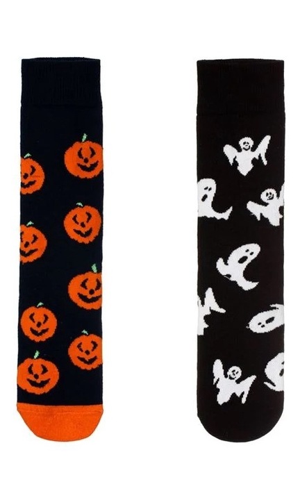 Fekete Halloween zokni Pumpkins & Ghosts mintával - 2 pár, 41-46 méret