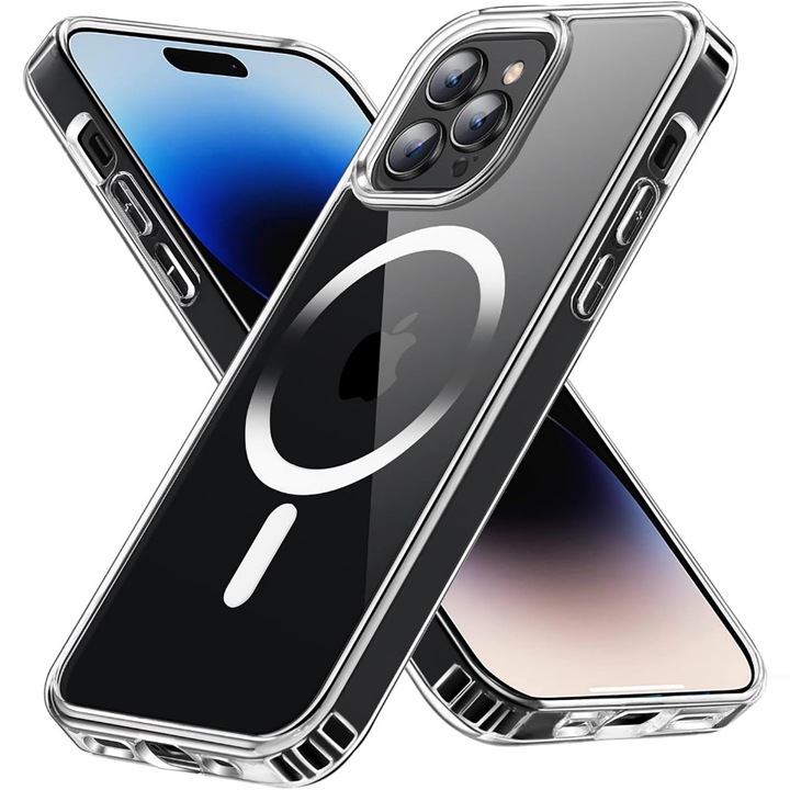 Magsafe töltéskompatibilis tok Apple iPhone 14 Pro Max készülékhez, CASEY STUDIOS™, védő, vékony, vezeték nélküli töltéshez, emelt szélek a képernyő és a kamera védelméért