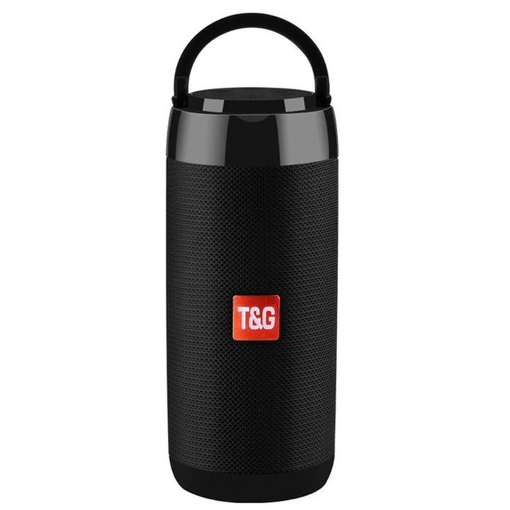 Boxa portabila T&G TG662 Subwoofer Wireless Bluetooth, Putere 10W, IPX6, Autonomie 10 ore, Negru