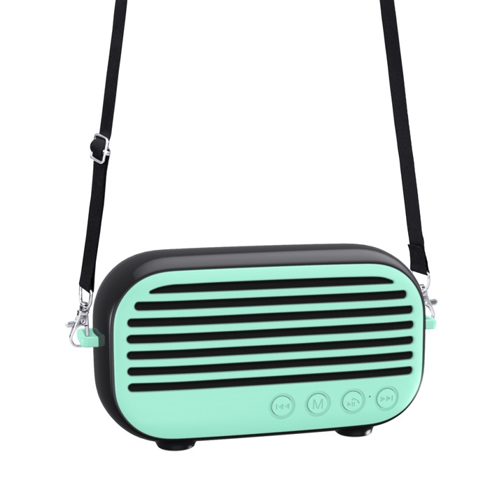 Boxa portabila Rixing NR-3000M, Bluetooth 5.0, Karaoke, Microfon, Curea umar, Verde