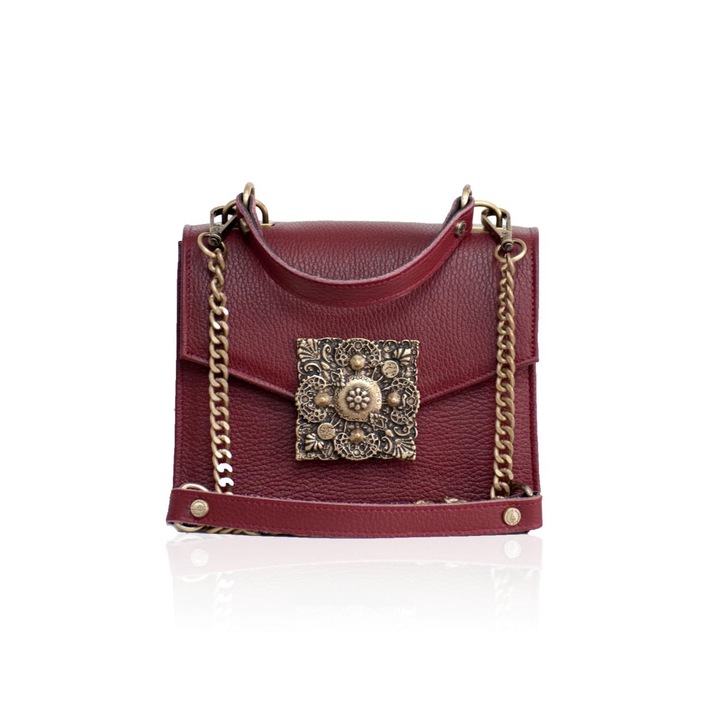 Dahlia cseresznyepiros kézitáska természetes bőrből