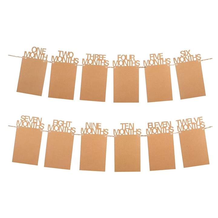 Комплект банери за 1 година, 12 картички, хартия, WELUOT