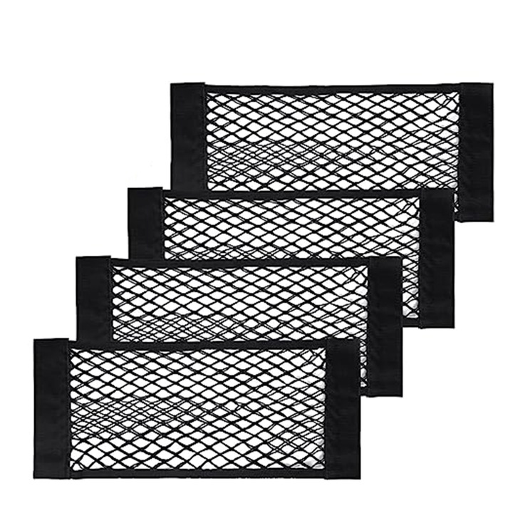 4db csomagtartó rendszerező hálós tároló készlet, WELUOT, 25x40 cm, fekete