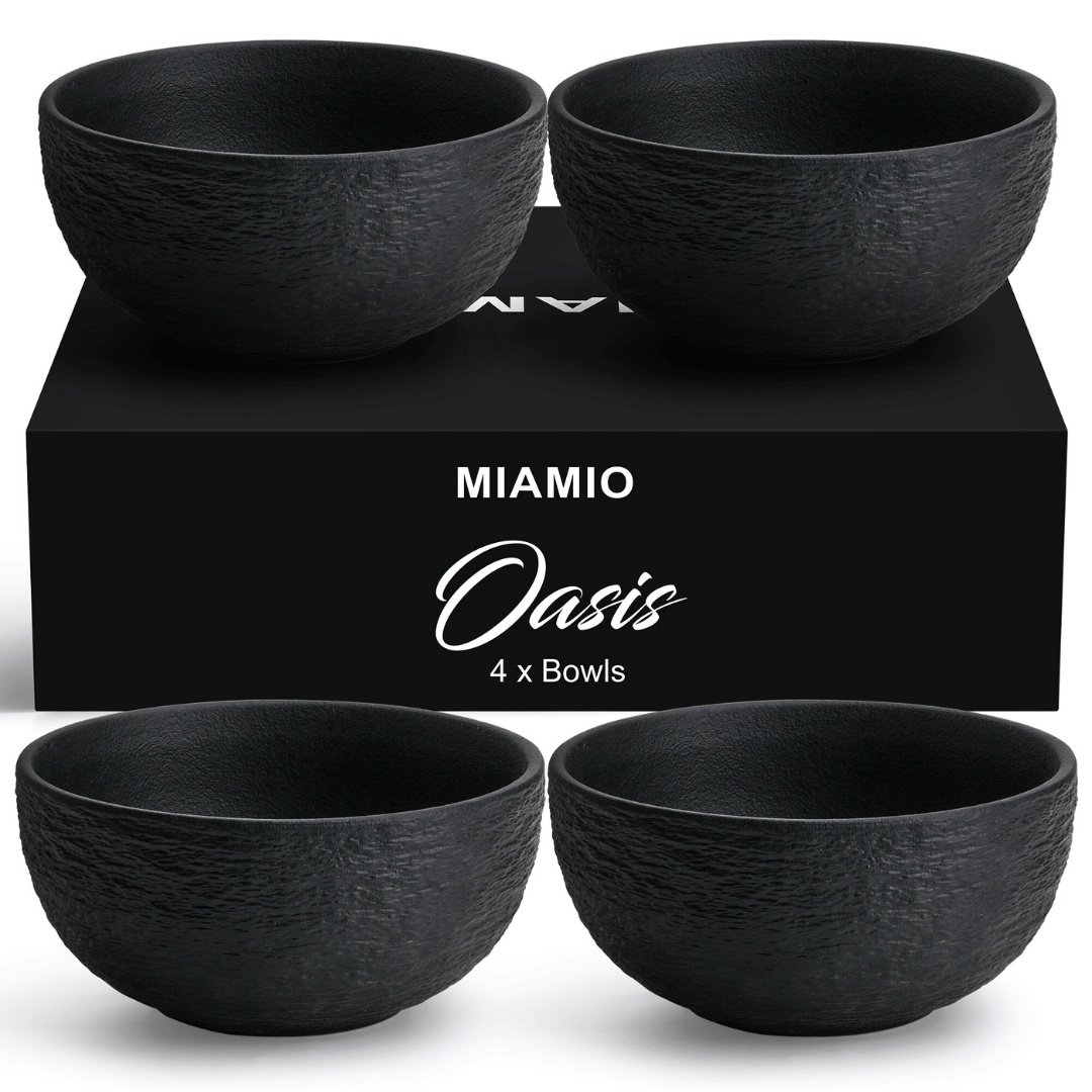MIAMIO Set de 4 boluri de ceramică colectia Oasis negru, 750 ml