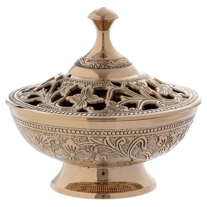 Arzator de tamaie din alama aurit 13 cm